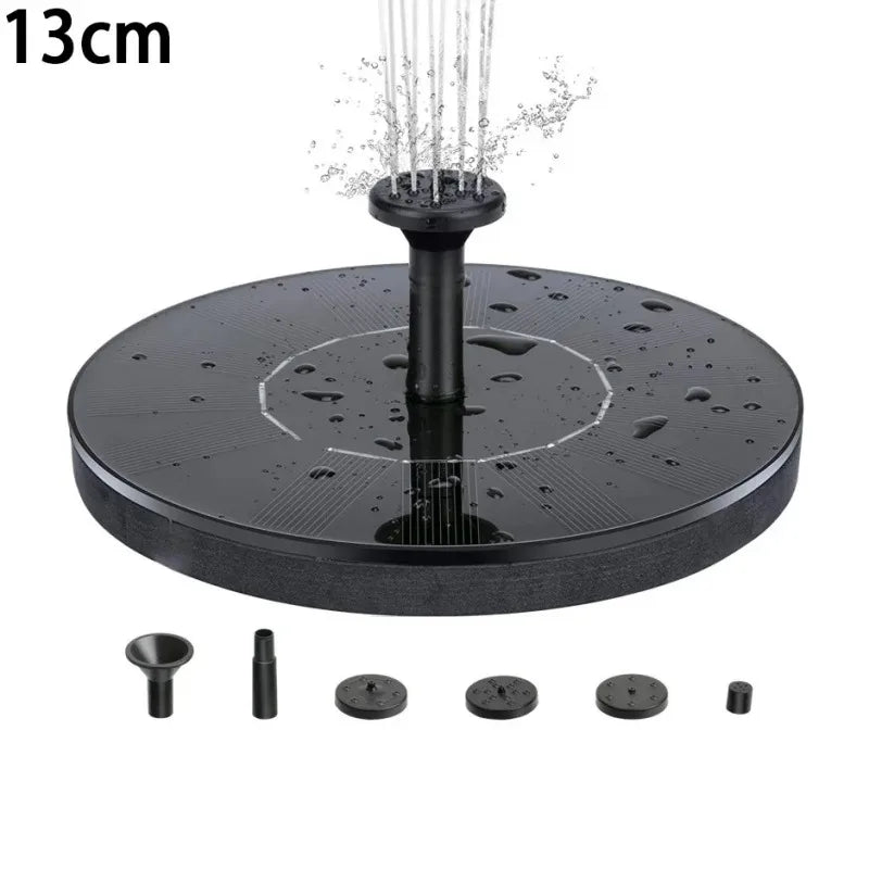 No-EN-Name-Null Outdoor-Indoor Garden Floating Solar-Powered Plastic Round Circle Black-Multicolor Body Waterfall Spray Fountains