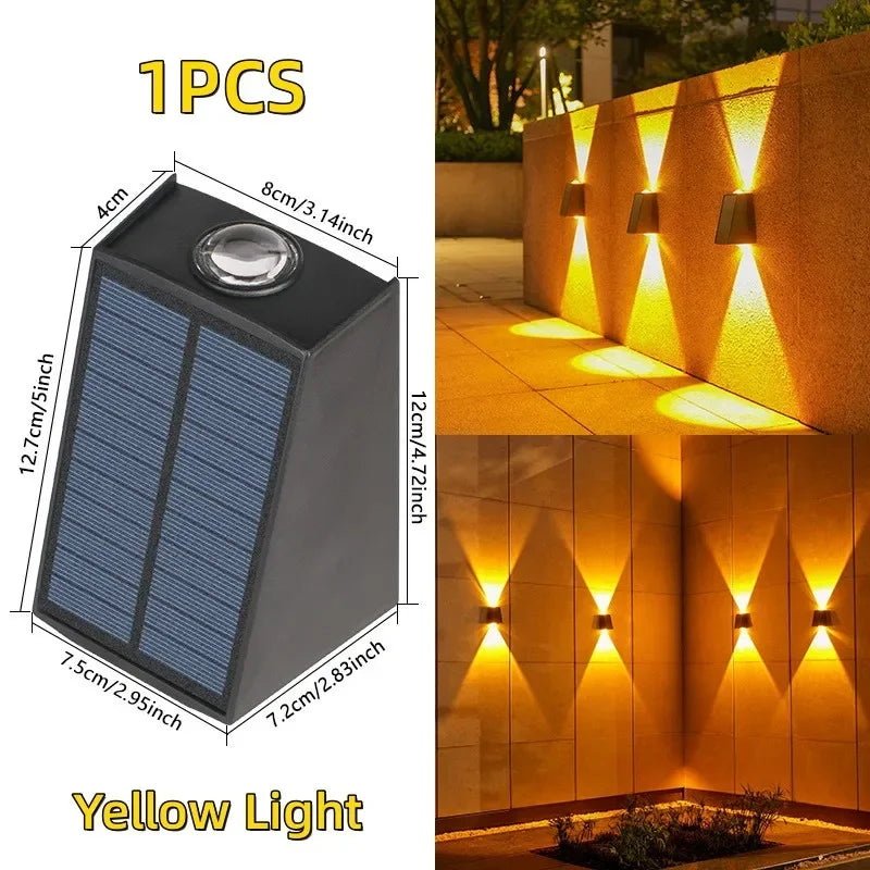 IEEYEEY Modern Waterproof Up-Down Warm-Cool White LED Square-Cone Black Plastic Body Dimmable Solar-Powered Landscape Pathway Lights/Colors-Black/White/Yellow/Gray/Blue/Multicolor