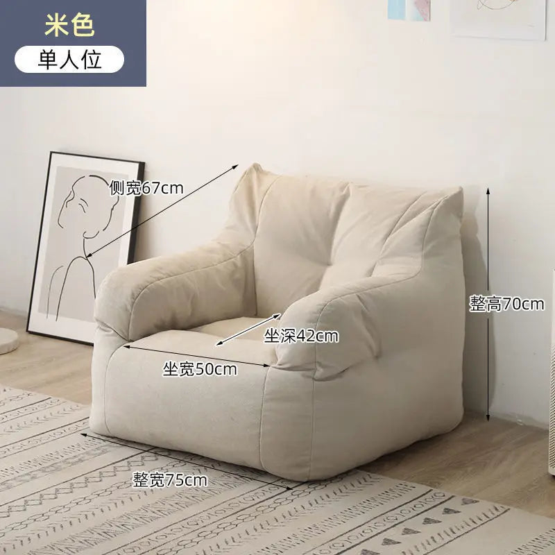 No-EN-Name-Null GIANT Soft Linen-Cotton Fabric Sofa Bean Bag Chairs/ Side Pocket/Detachable Cover /Washable /Colors-Gray/Blue/Yellow/Beige/Multicolor