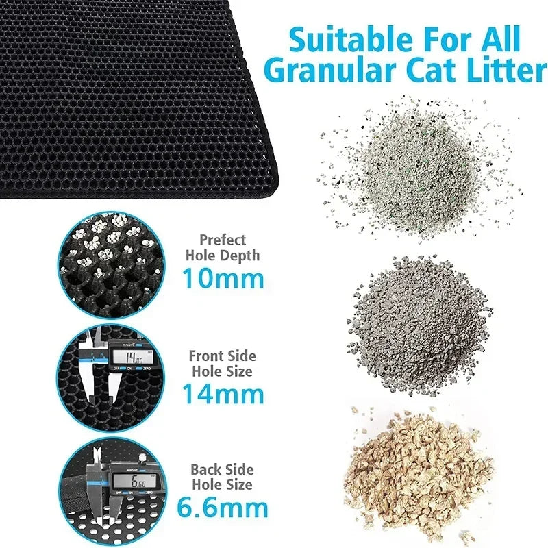 No-EN-Name-Null Non-Slip Silicone Waterproof Urine-Proof Back Double Layer Cat Litter Box Mats/Colors-Black/Beige/Pink/Gray/Blue/Brown/4 Sizes