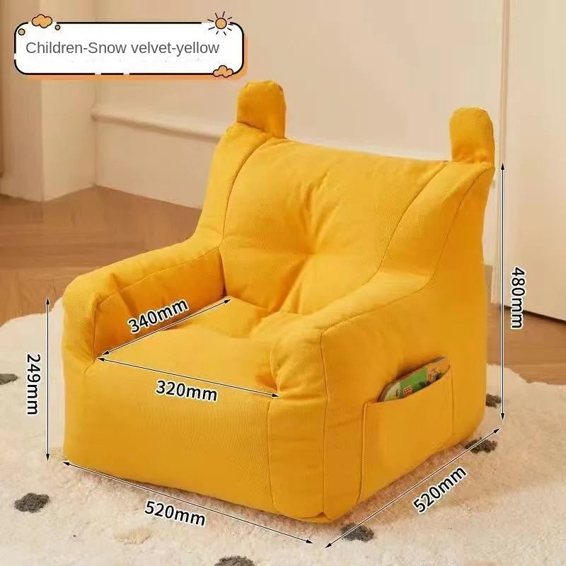ZISIZ Modern Medium Soft Firmness Small U-Shape Mobile Orange Upholstered Padded Soft Genuine Leather Lazy Bean Bag Chesterfield Chaise Lounges /Colors-Orange/Off White/Corn Yellow/Beige
