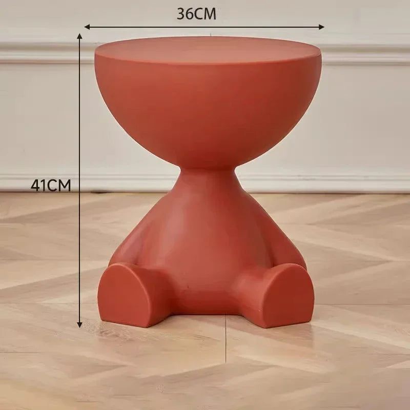 No-EN-Name-Null Modern Small Round Hard Plastic Tatami Flathead Little People Sitting Down  Coffee Tables/Colors-Light Terracotta/Dark Terracotta/ Light Beige/White/Cream/Gray/Pink/Black