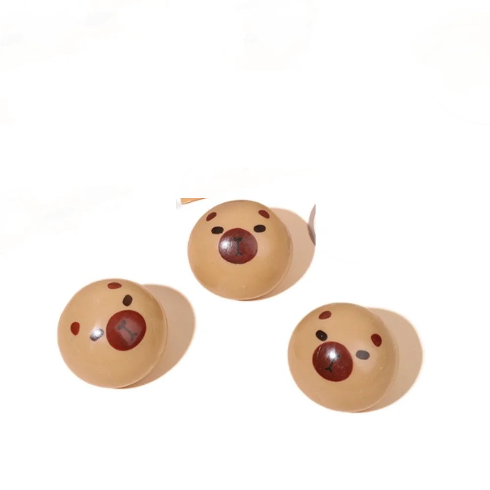 No-EN-Name-Null Kids-Adults Soft Plastic Beige Round Shaped Mini Cartoon Cute Capybara Animal Hand Squeezing Slow Rebound  Stress-Anxiety Relief Activity Toys/Ages-3-18 Years Old Adults