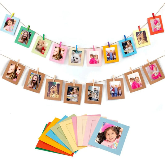 Unisex Rectangle Shape Paper Photo Picture Frame Clip Wall Art/Colors-Multicolor/Brown/Black/White