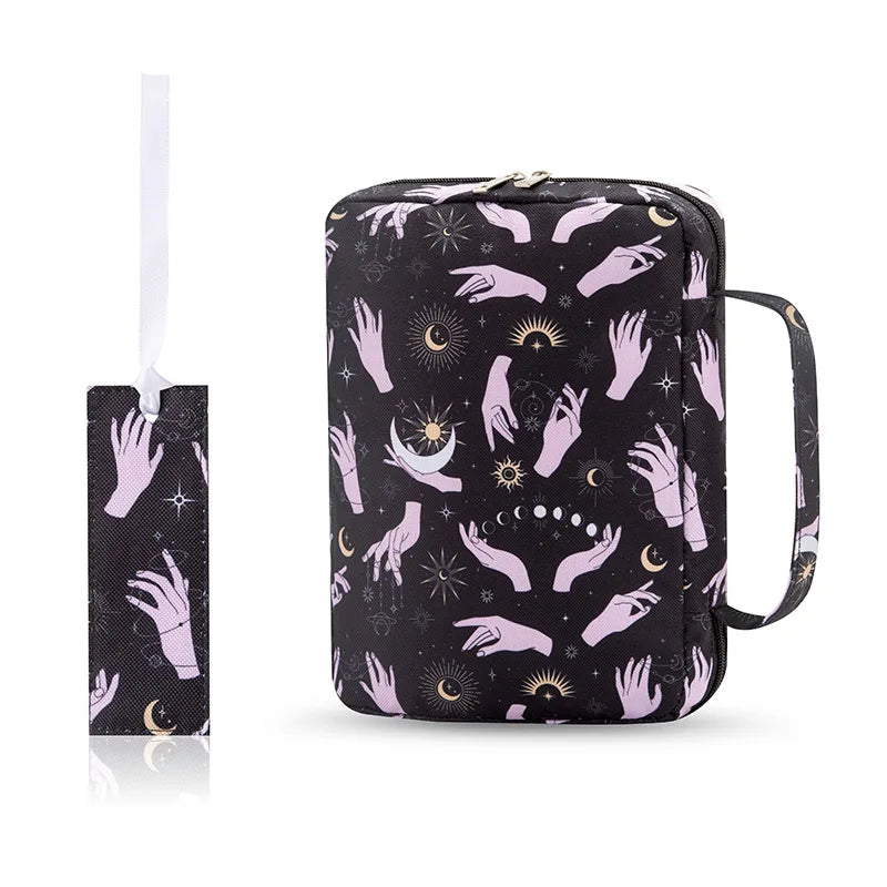 ALL GLORY Soft Handle Blue Floral Design Saying God Is Within Her She Will Not Fall Psalms 46: 5Metal Zippered Internal Pockets Nylon Fabric Polyester Lining Religious Items Bible Cover Cases/Colors-Various Floral Patterns