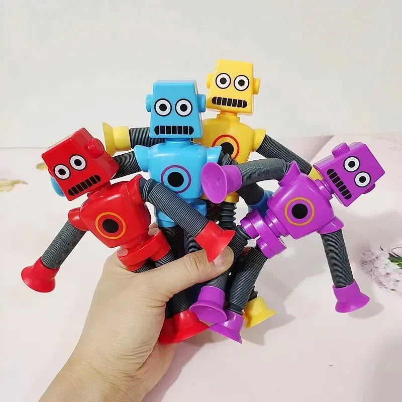 SMHXIANGQIANJIN Kids Multicolor Plastic Telescopic Funny Robot Suction Cup Hands-Feet Expendable Arms-Legs Anxiety-Stress Relief Robotic Toys/Ages: 3-12  Years Old /Colors-Red/Blue/Purple/Yellow/Multicolor