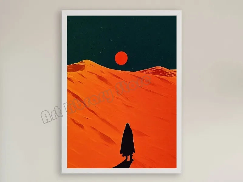 No-EN-Name-Null Modern Unframed Canvas Watercolor Retro Movie Scene Dune Desert Travel Rectangle Wall Prints/ Colors-Orange/ White/ Beige/ Blue/ Brown