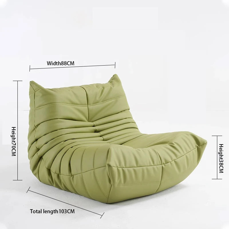 No-EN-Name-Null Modern Armless Soft Plush Orange Upholstered Padded Faux Synthetic Leather Fabric Cushions Caterpillar Bean Bag Chairs/Colors-Orange/White/Black/Blue/Pink/Gray