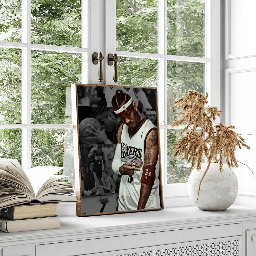 MAISTO Modern Waterproof Unframed HD Printed Multicolor Rectangle Shaped Basketball-Allen Iverson Sports Posters/Colors-Multicolor/Black/Fade-Dirt Resistant/Adhesive Tear-Stick