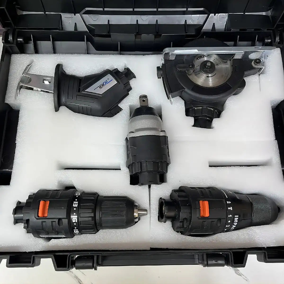 ISFRIDAY 10-In-1 Household Multifunctional White-Black-Orange Plastic Body Cordless Drill Rechargeable Lithium Battery Power Tool Combo Sets/Colors-Red/Black/White/Gray/Orange/Silver/Multicolor
