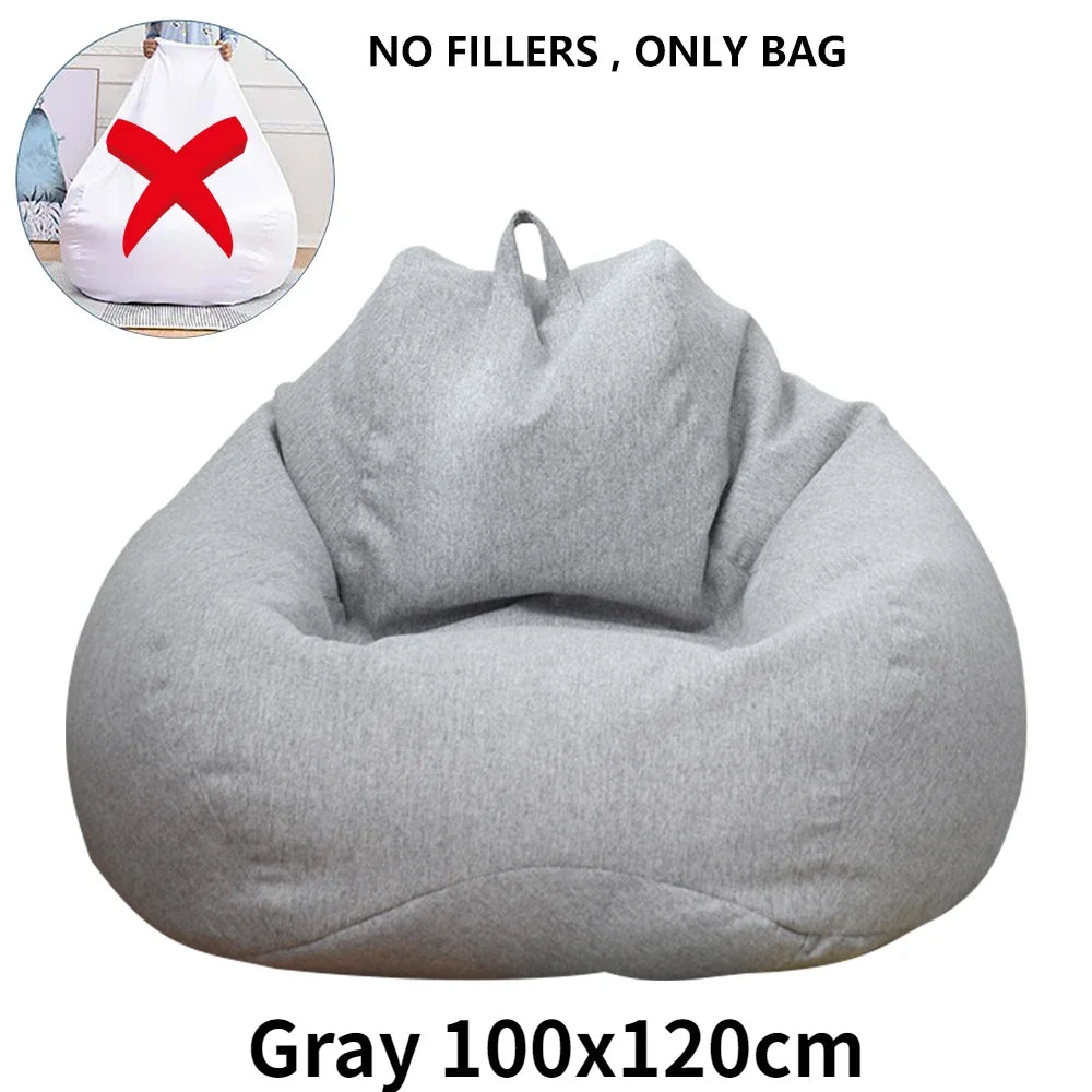 No-EN-Name-Null Soft Comfortable Upholstered PS Polyester Fabric Large Bean Bag COVERS / NO FILLING /Colors-Yellow/Blue/Gray /Purple