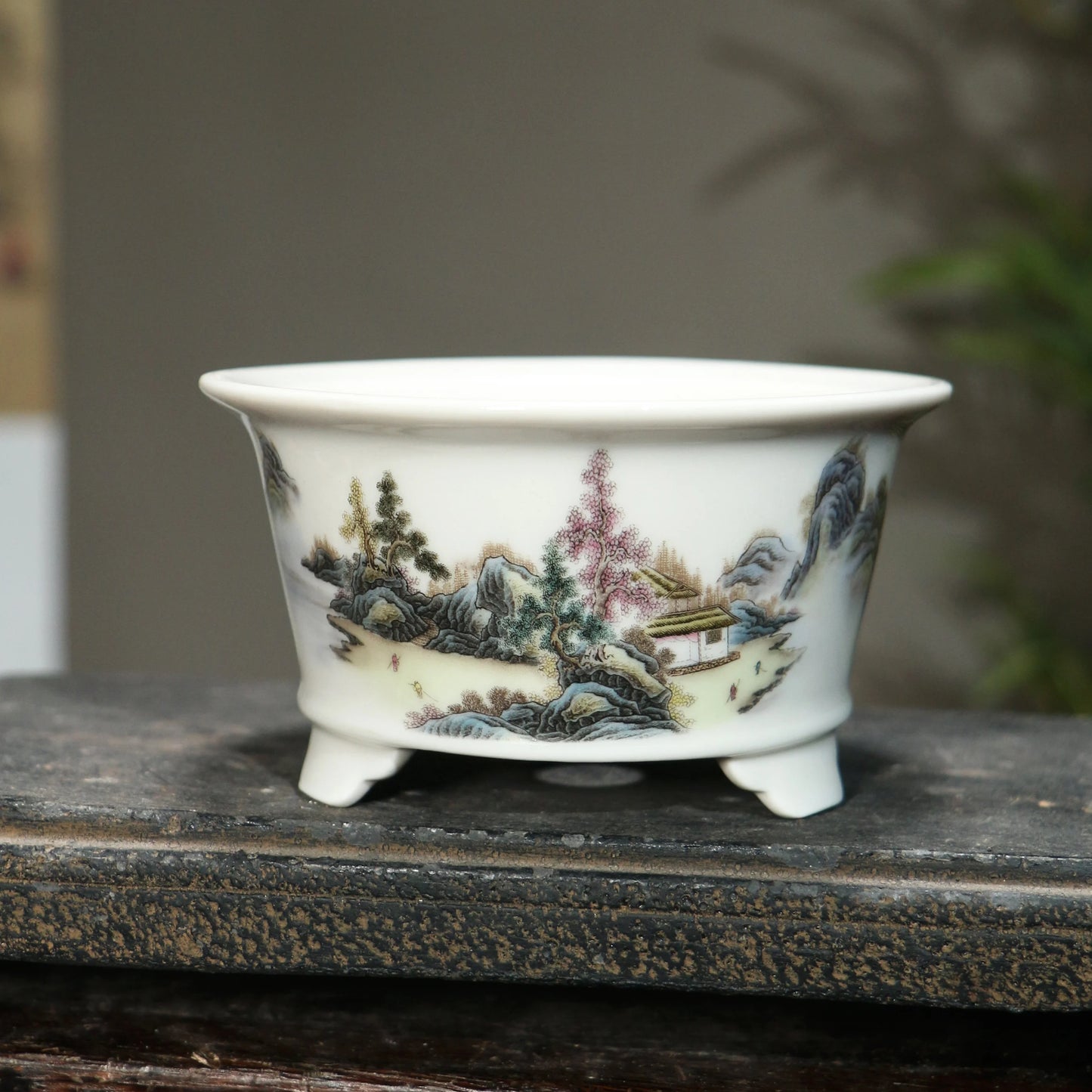 REALIKEASY Chinese Glazed Ceramic Mini Purple Round Shaped Bonsai Desktop Floral Flower Pots/Colors-Purple/Black/Pink/Red/White/Blue/Yellow