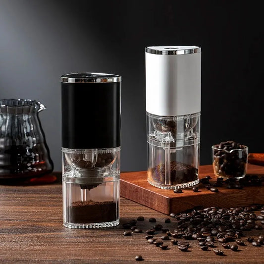 Plastic Portable Electric Coffee Bean Ceramic Core Grinders/ TYPE C USB LED Light Charging Port /Colors-Black/White