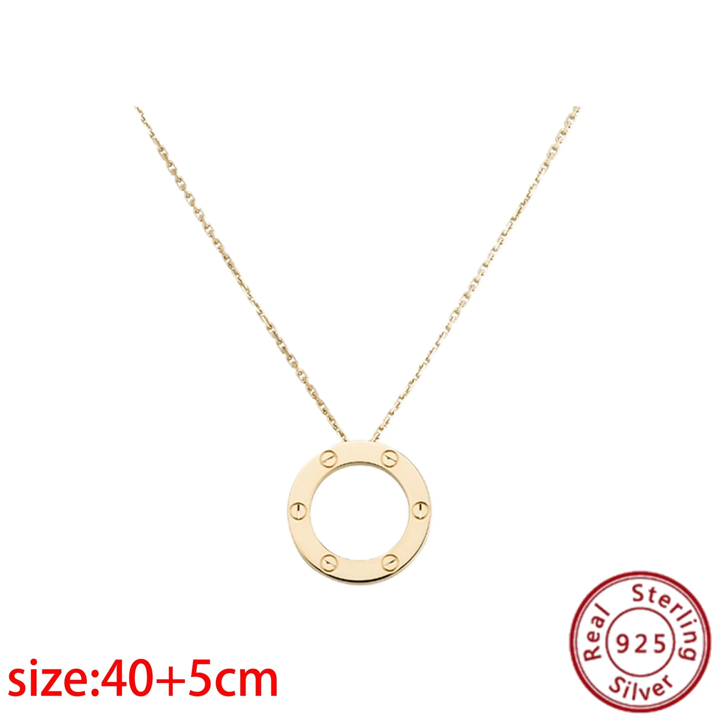 No-EN-Name-Null Adult Women Sterling Silver-Gold Plated Metal Zircon Clear White Diamond Stones Round O-Shaped Fine Imitation Chain Pendant Necklaces/Colors-Gold-Silver/Geometric/Clear/White/Rose Gold