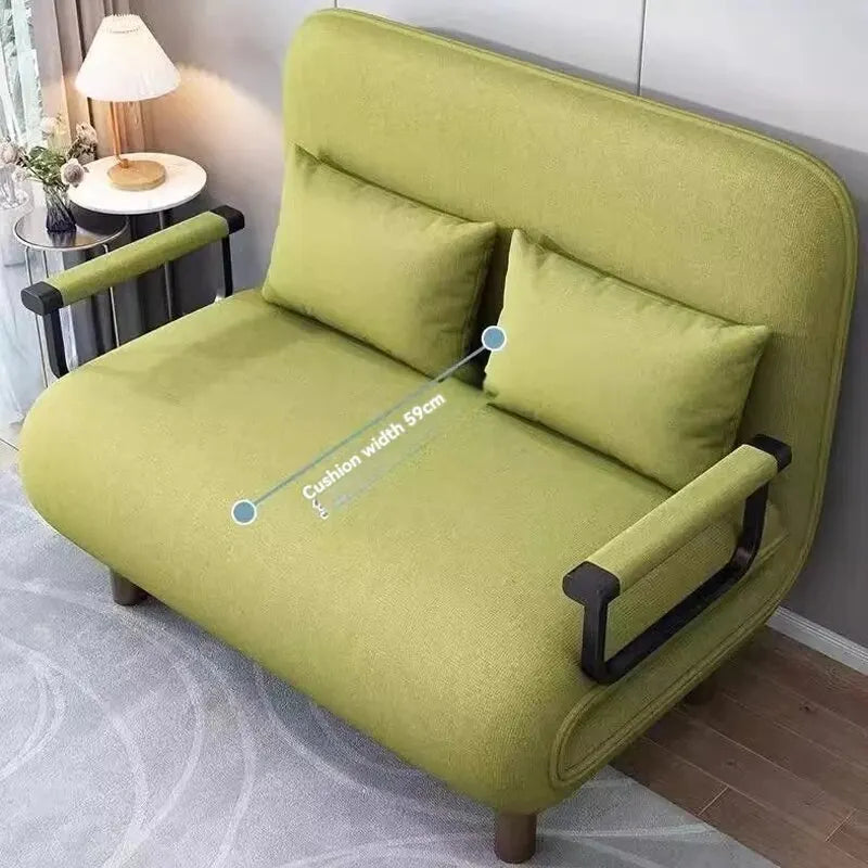 No-EN-Name-Null Modern Washable Foldable Green Soft Foam Sponge Filling Hemp Fabric Detachable Cotton-Linen Seat Cover Sofa Bed Futons/Size: 190 x100 x 82cm
