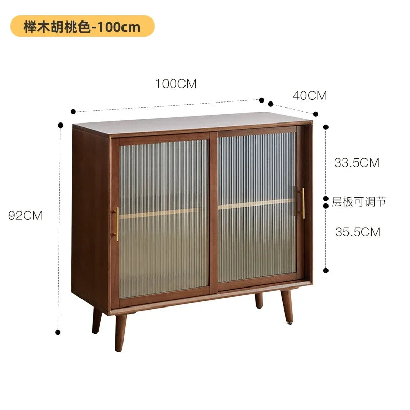 OEIN Modern Free-Standing Rectangle Shaped Brown Wood Panel Sideboard Two Glass Sliding Doors Buffet Cabinets /2 Drawers/Size: 120 X 40 X 92CM/14 Styles/Assembly Required