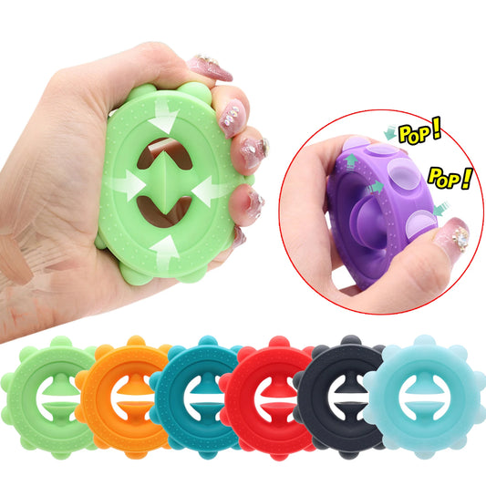 MEADE Waterproof Soft Silicone Multicolor Round Tractor Wheels Shaped Popping Squeezing Stress-Anxiety Reliever Hand Gripper Suction Cups Activity Toys/Colors-Green/Purple/Red/Blue/Orange/Multicolor/Ages: 13-18 Years Old-Adults