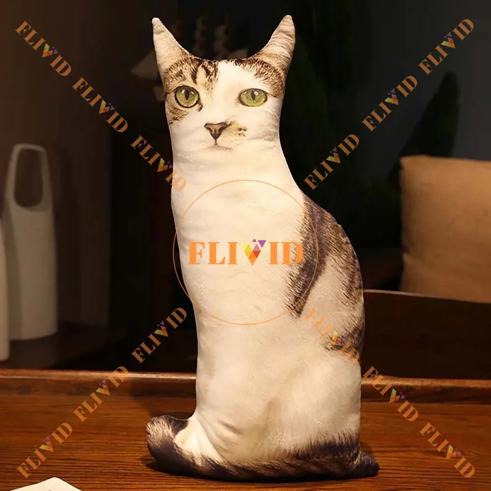 No-EN-Name-Null Modern Polyester-Cotton Blend Double-Sided 3D Printed Customized Ugly Cat Throw Pillows/ Personalize Your Own Animal Throw Pillows/Cotton Filling/Machine Washable