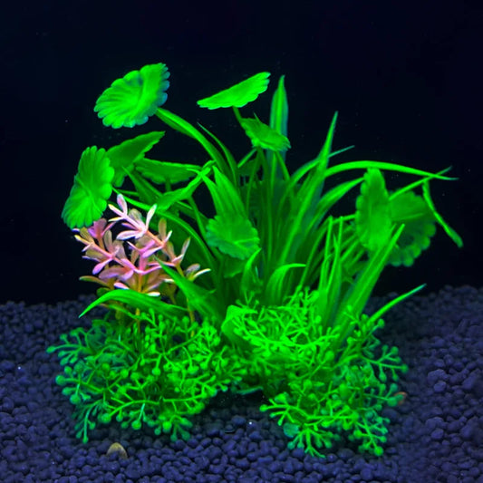 Plastic Artificial Aquarium Aquatic Grass Weeds Plants For Fish Aquarium/Colors-Floral Green/Purple