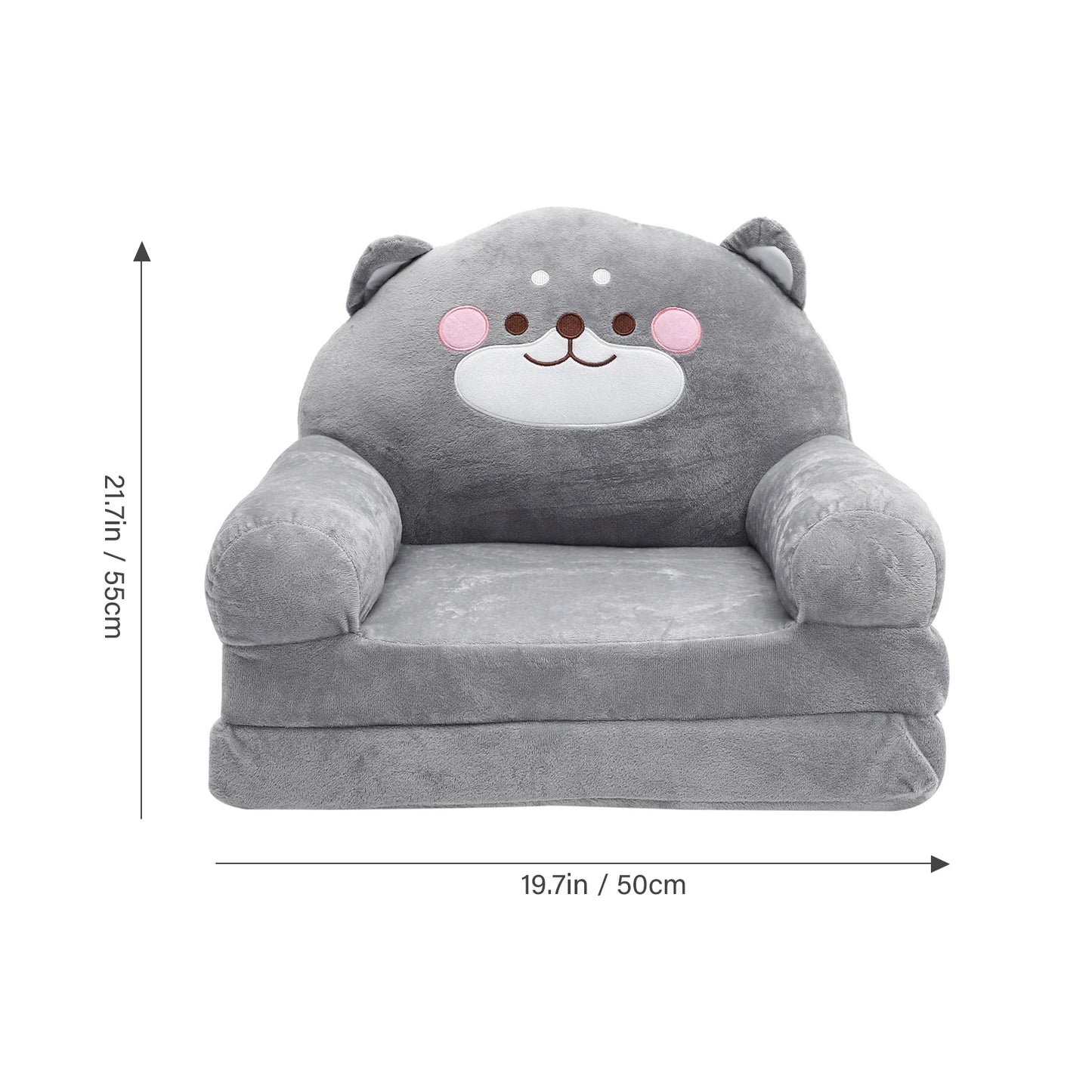 No-EN-Name-Null  Modern Baby-Toddlers Cartoon Gray Bear Animal Soft Plush Polyester Fabric Cushions Folding Sofa Armchairs