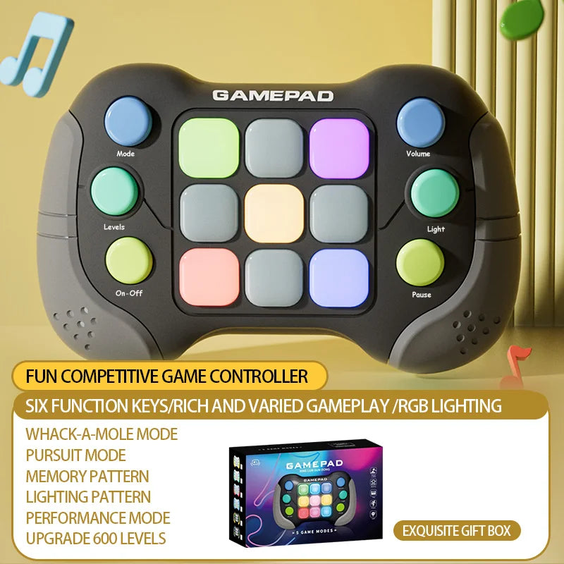 Plastic 999 Levels 7 Colors Addictive Hand-Eye Electronic Memory Fast Silicone Push Button Handheld Gamepad Consoles Interactive Fidget Toys/Ages: 3-18 Years Old Adults/Colors-Black/Yellow/White/Multicolor/Animal