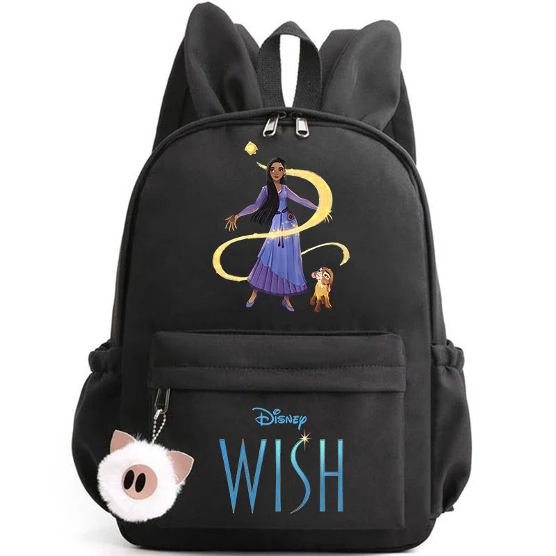 Disney Kids Cute Cartoon Wish Movie Large Waterproof Pink Nylon Fabric School Backpacks