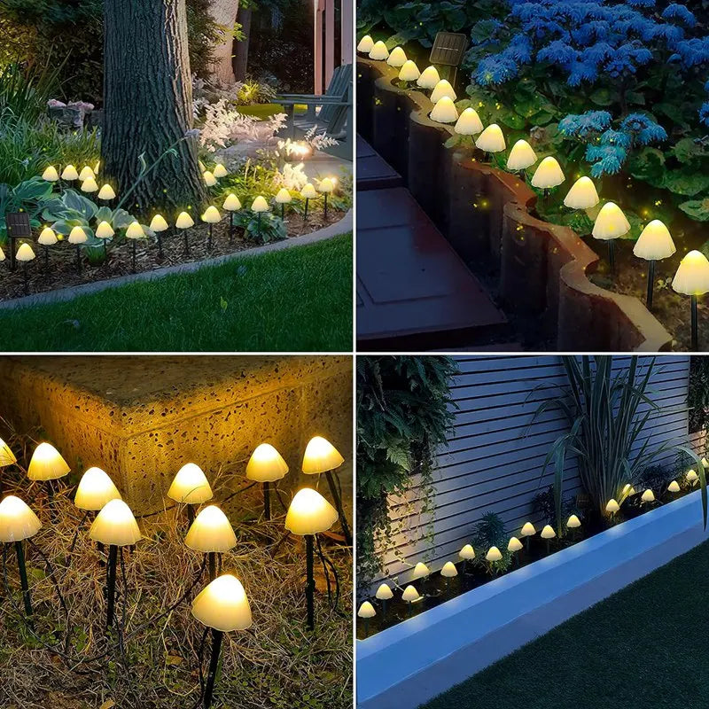 PEACH FOREST Outdoor Waterproof Automatic On-Off Modes ABS Plastic LED Art Deco Mushroom Shaped Solar-Powered Landscape Pathway Lighting /Colors-Beige/Yellow/Black/White