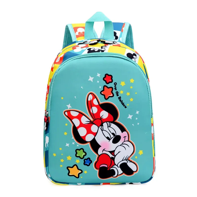Disney's Kids Waterproof Canvas Fabric Double Zippers Cartoon Anime Minnie Mouse Theme Detachable Straps-Handle Mesh School Backpacks/Internal Pockets/Colors-Purple/Pink/Blue/Animal/Multicolor