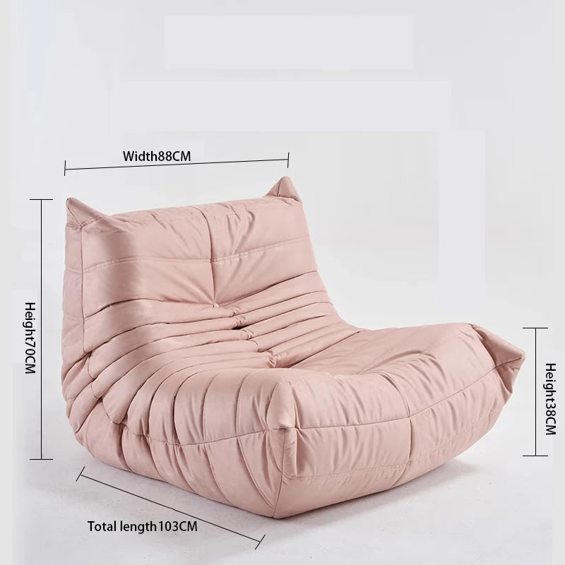 No-EN-Name-Null Modern Armless Soft Plush Orange Upholstered Padded Faux Synthetic Leather Fabric Cushions Caterpillar Bean Bag Chairs/Colors-Orange/White/Black/Blue/Pink/Gray