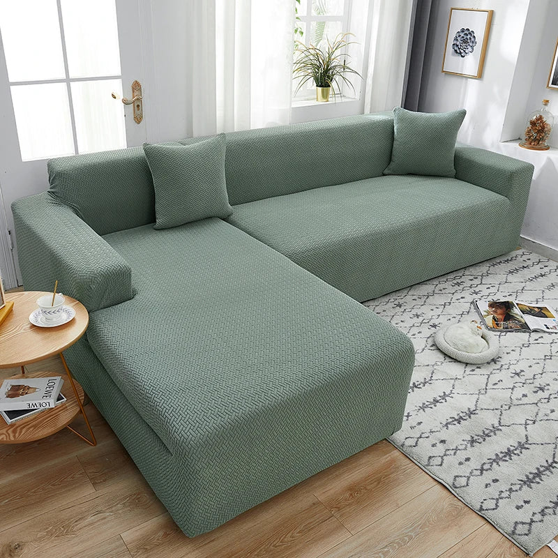 Jacquard L-shaped Sofa Cover For Living Room(Composed of 2 pieces),Elastic Covers For Sofa,Sofa Seat Cover For Home,Home Decor