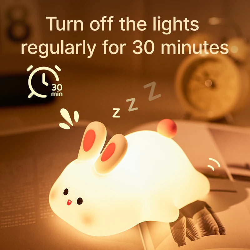 LESSDOT Kids Luminous Flux Cute Soft Silicone Cartoon Warm White Big Face Rabbit Animals Touch Power Soft Night Lights-Ambient Lighting /Rechargeable Batteries/4 Animals/No Batteries Required/Colors-White/Yellow/Multicolor/Animal