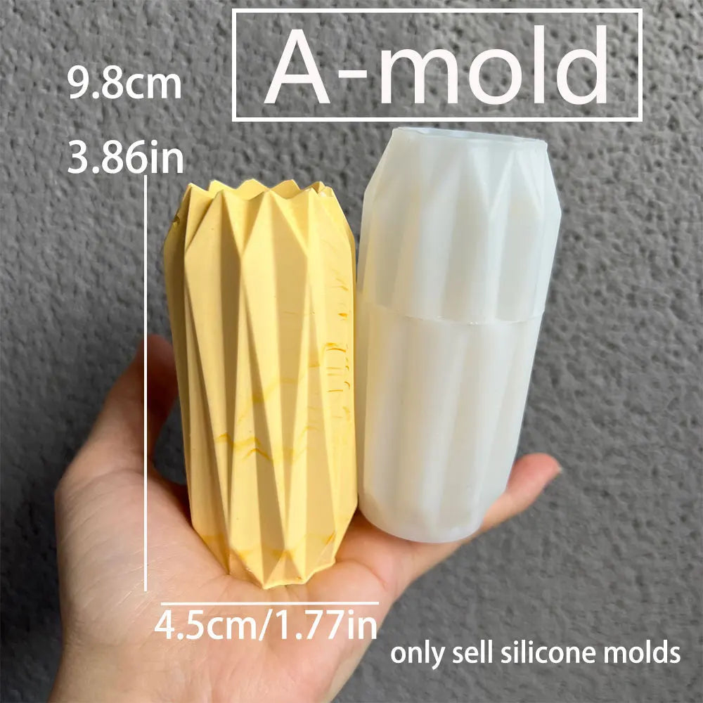 No-EN-Name-Null Small Geometric White Round Ceramic-Like Flowerpot Silicone Milky White Craft Molds