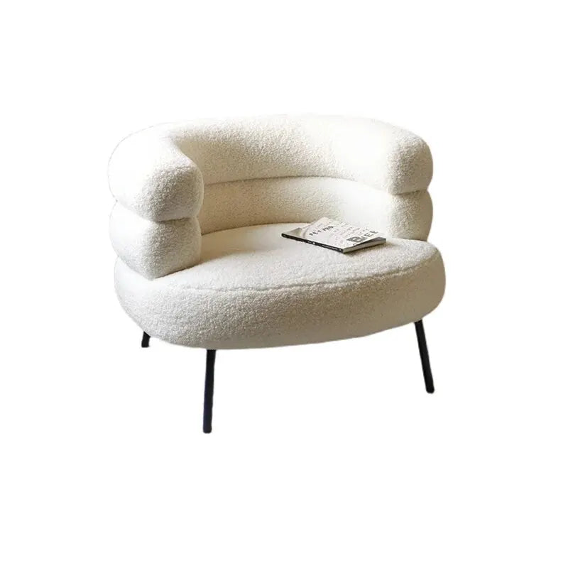 No-EN-Name-Null Modern Scandinavian Soft Plush Upholstered Padded White Velvet Lamb Fleece Fabric Sponge Seat Cushions Armchairs/Colors-White/Beige/Gray