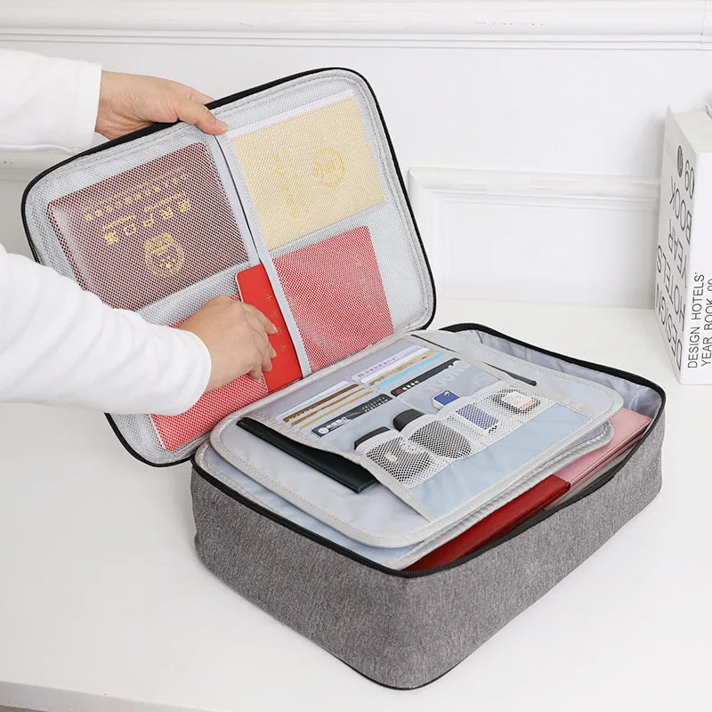 LKEEP Adults Modern Large Waterproof Gray Rectangle Zipper A4 Paper Document Organizer Briefcases/Slit Pockets/ 14 Inches Laptop-Tablet /Single Compartment/Handle-Straps/Colors-Gray/Blue/Black