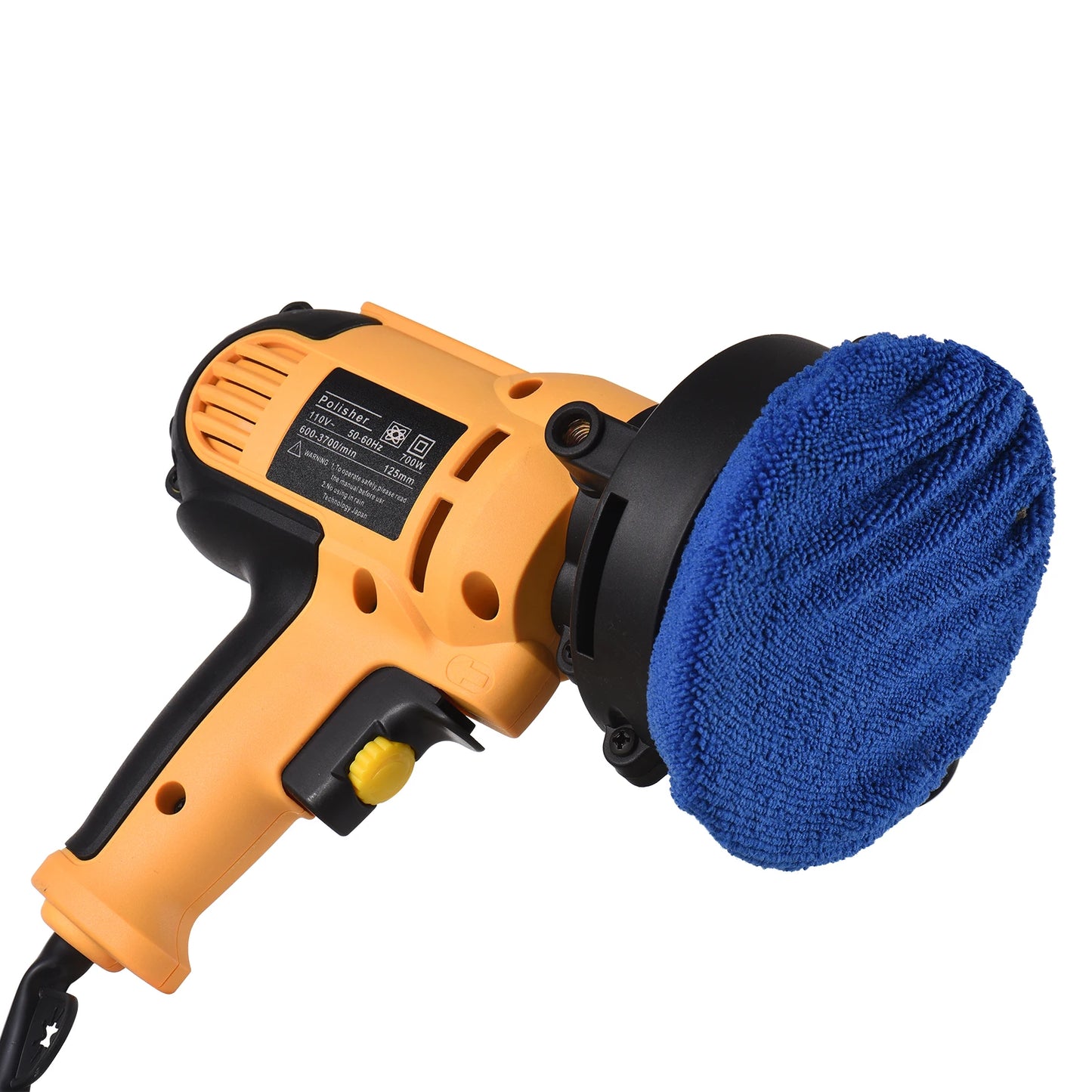 GEEVORKS Yellow-Black Body Plastic 5-Inch Self Adhesive Disc-Shaft AC-Powered Electric Automotive Car Rotary Polishers-Buffers Sets/Colors-Black/Yellow/Blue