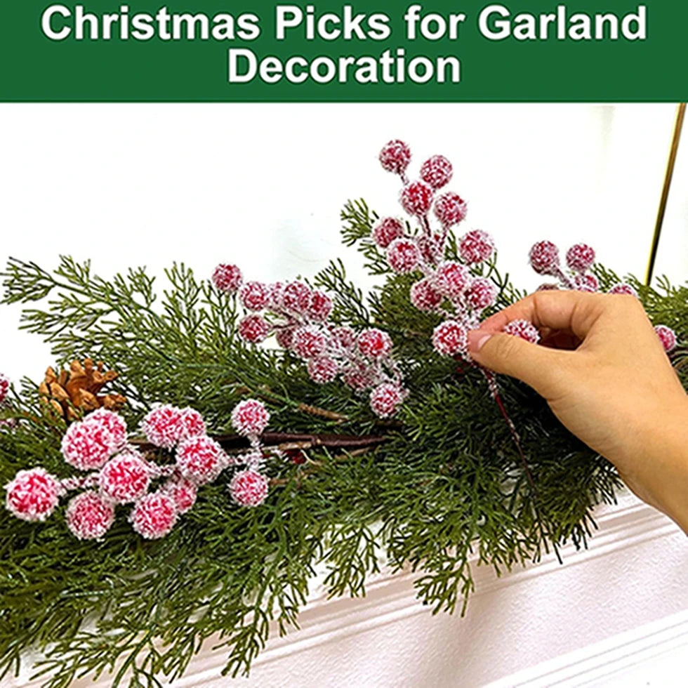 Artificial Flowering PVC Holly Branches/Colors-Red/Green/Floral