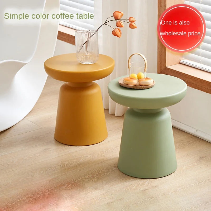 MODX Modern Black Round Shaped Low PP Wood Tea End Tables/Colors-Black/Light Gray/Yellow/Red/Green/Size: 44cm H x 39.5cm W