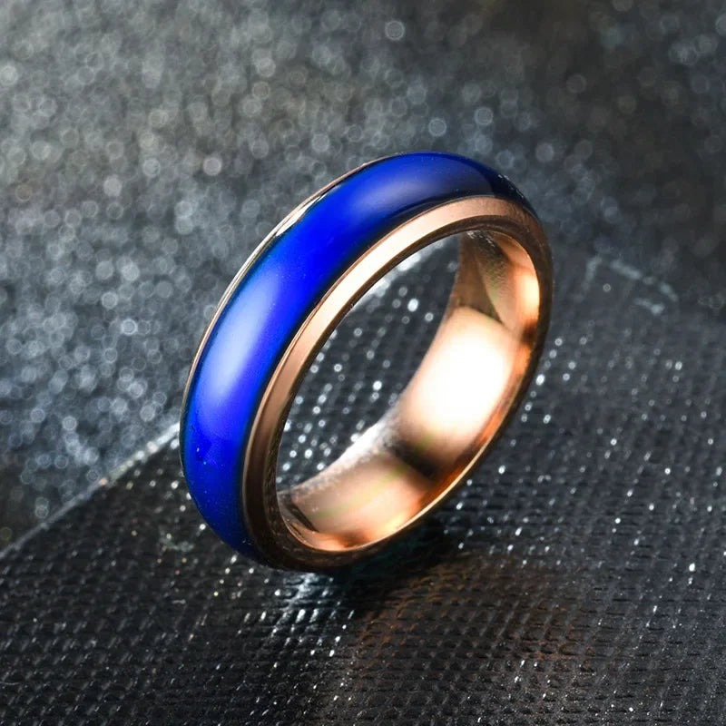 Women Metal Imitation Geometric 5 Colors Changing Romantic Feelings Temperature Mood Band Rings/Ring Sizes: 5-6-7-8-9-10-11-12/Colors-Green/Blue/Gold/Multicolor/Geometric