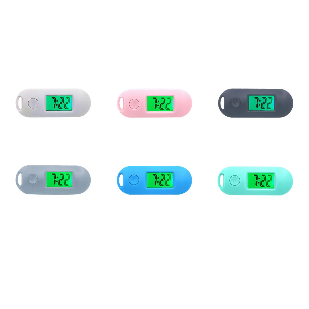 No-EN-Name-Null Adults Mini Compact Luminous Electronic Digital Display Long Blue Rectangle Plastic Shaped Keychain Pocket Watches/Colors-Grey/Blue/Pink/Black/Green/White