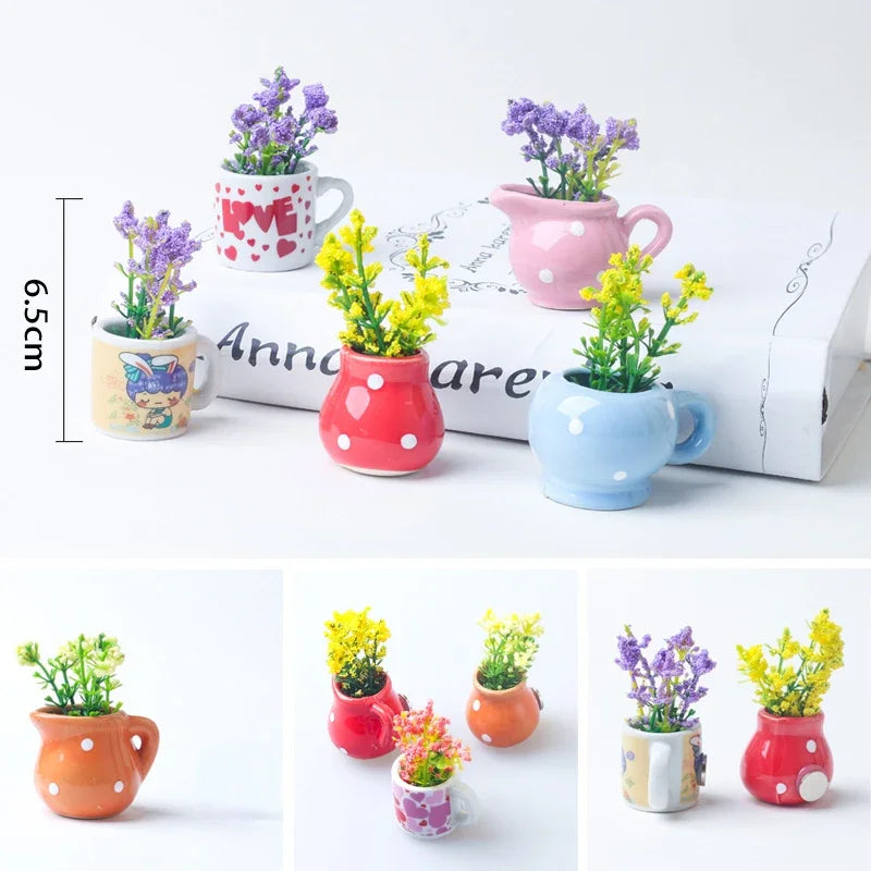 1pcs Creative Magnetic Mini Ceramic Vase 3D Simulation Flower Potted Cute Decorative Fridge Magnet for Kitchen Home Decor
