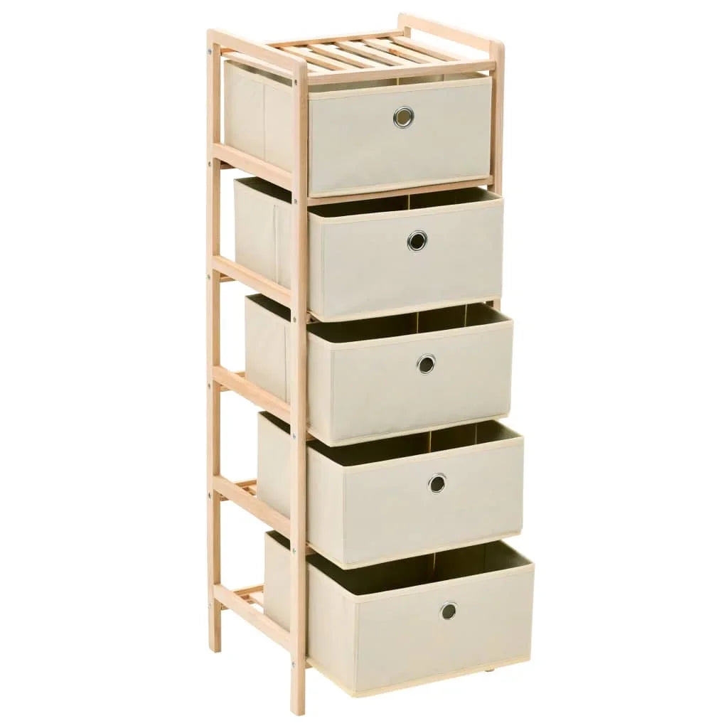 No-EN-Name-Null Modern Tall Square Shaped Solid Cedar Wood Frame Five Beige Polypropylene Fabric Household Storage Drawers
