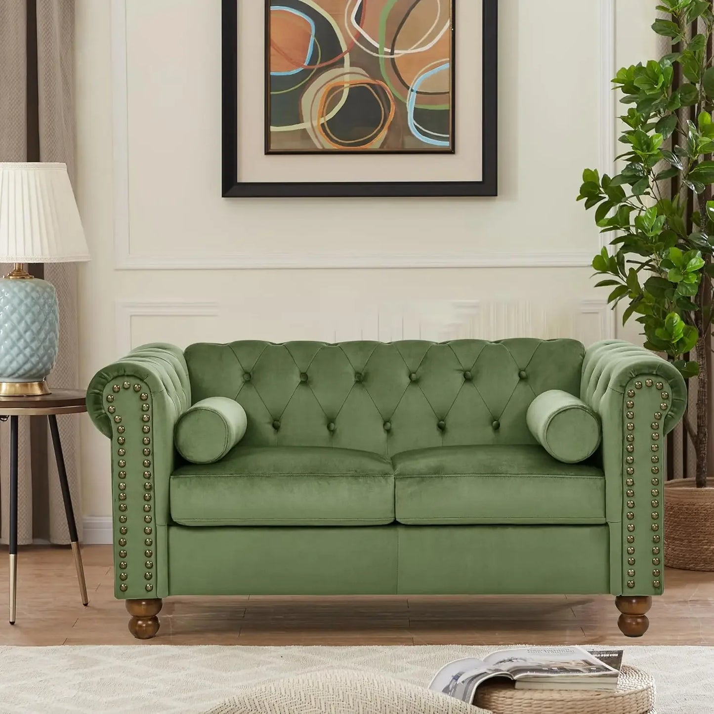 No-EN-Name-Null Modern Chesterfield Velvet Loveseat Sofas