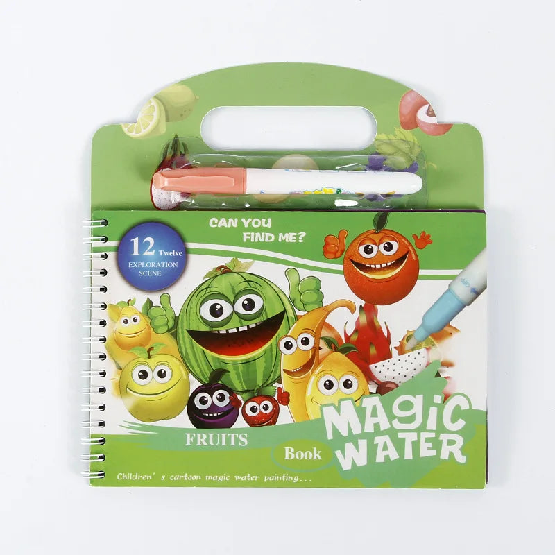 No-EN-Name-Null Babies-School-Age Kids 12 Scenes Magical Watercolor Pen Painting Multicolor Plastic-Cardboard Paper Early Educational Learning Reusable Drawing-Coloring Books-Pads /Ages: Newborn-School-Age Kids/Colors-Multicolor/Red/Green/Blue/Animal