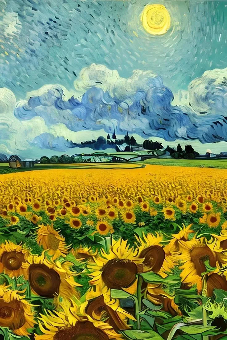 No-EN-Name-Null Modern Multicolor Rectangle Unframed Oil Canvas Van Gogh Sunflower Flower-Starry Sky Art Floral Landscape Prints/Colors-Multicolor/Yellow/Blue/White/Floral