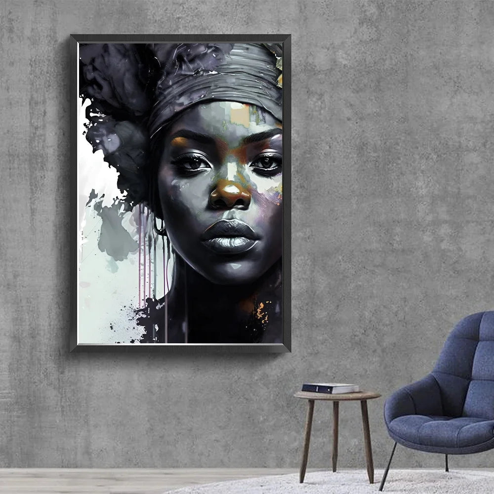 No-EN-Name-Null Modern Retro Unframed Waterproof Rectangle Shaped Vivid Multicolor HD Movie-TV Graffiti Beautiful African Woman Singer-Musician Art Posters / Colors-Black/Multicolor