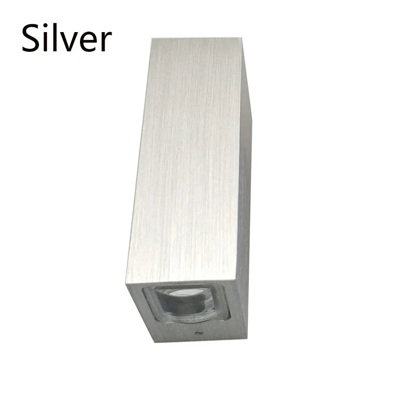 ELEVEN MASTER Outdoor Modern Waterproof Glazed Aluminum Metal Body Cool-Warm White LED COB Light Chip Emitting Up-Down Brushed Silver-Black Vertical Rectangle AC-Powered Borosilicate Glass Wall Light Fixtures