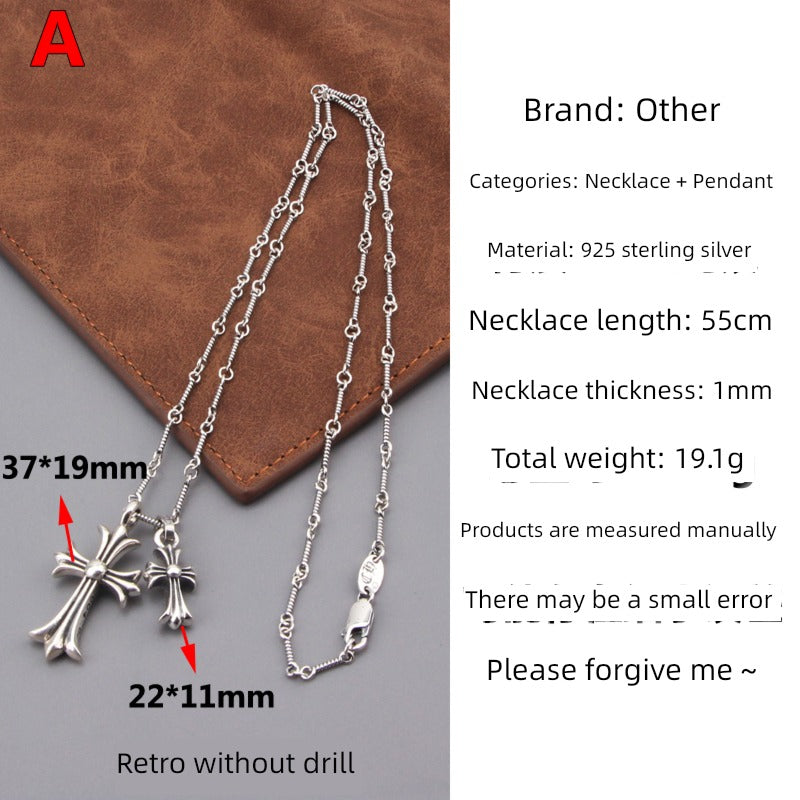 Adult Unisex Fine Imitation Silver-Gold-Plated Clear White Shiny Diamond-Like Gemstones-Silver Metal Cross Pendant Necklaces
