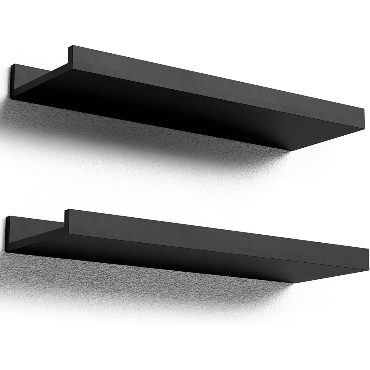 PDQ Modern 2 PCS Non-Folding Black Rectangle Shaped Wall-Mounted Wood Floating Shelves-Ledges /Colors-Black/White/Size: 35cm W x 13.8inch W