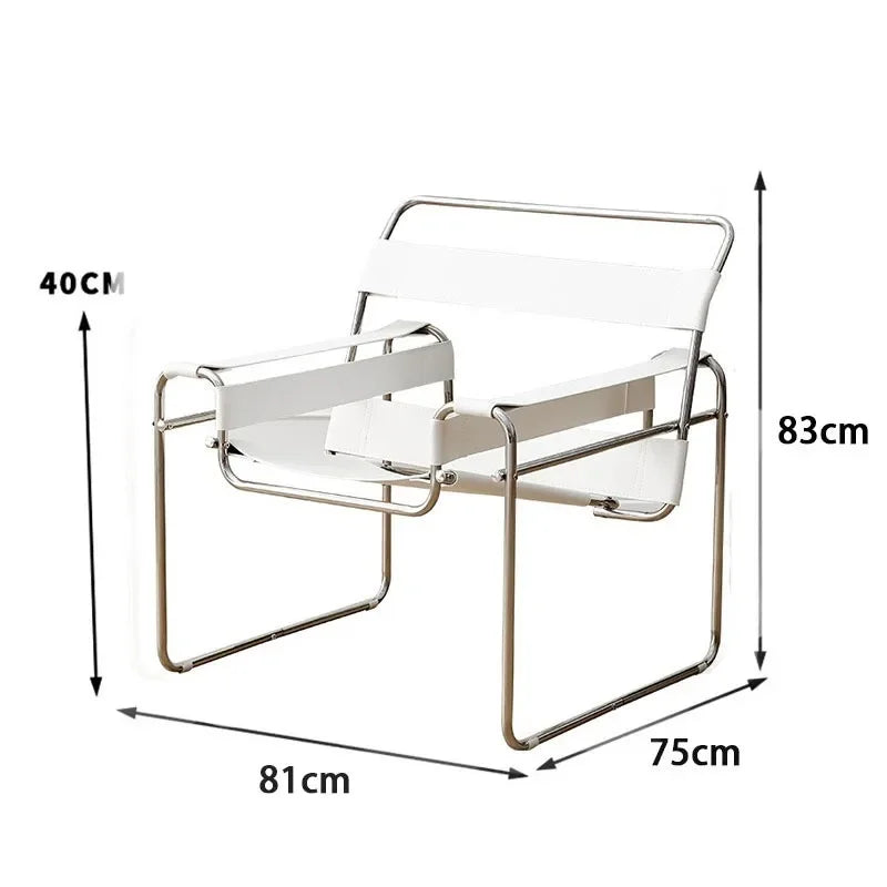 OEMG Modern Stainless Steel Metal Frame Upholstered Hard Flat Faux Leather Armchairs/Colors-Black/White/Brown/Size: 81 X 83 X 75CM