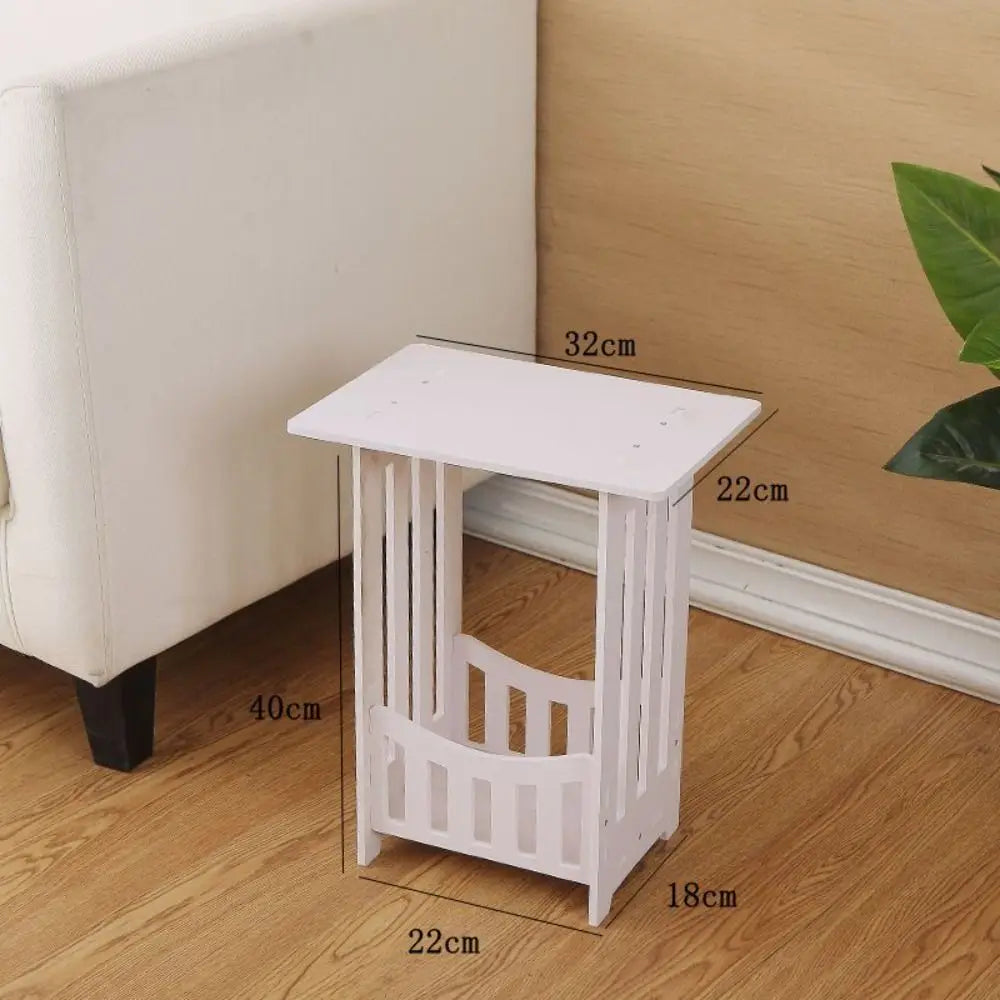 No-EN-Name-Null Modern Small 3-Tier Hallow-Out Fence-Like Design White Plastic Rectangle Lightweight Bedside Nightstands/Size: 40x32x22cm